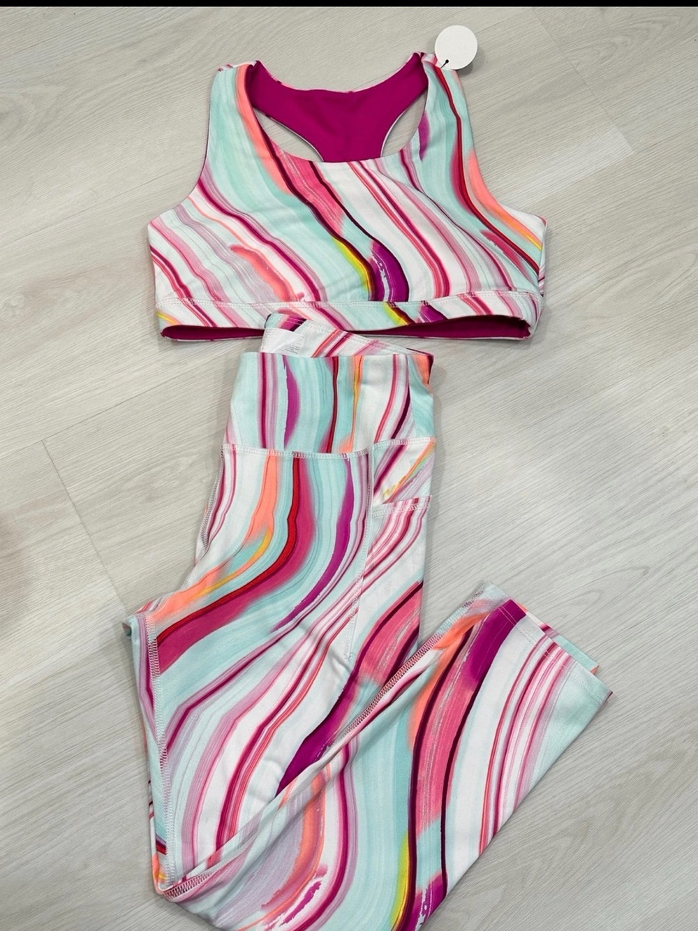 Avia Multicolor Swirl Active One-Piece Set - Pink, Aqua, Coral, Yellow